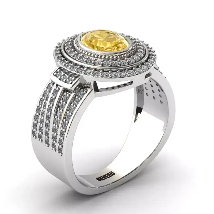 Srebrny pierścionek ze złotym diamentem