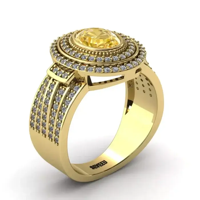 Złoty pierścionek z żółtym diamentem