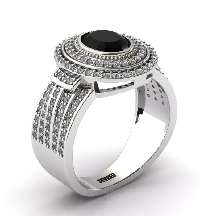 Srebrny pierścionek z czarnym diamentem