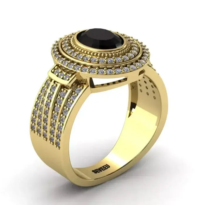 Złoty pierścionek z czarnym diamentem