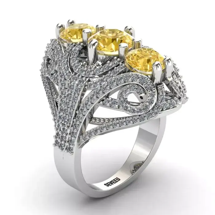Srebrny pierścionek z żółtym diamentem