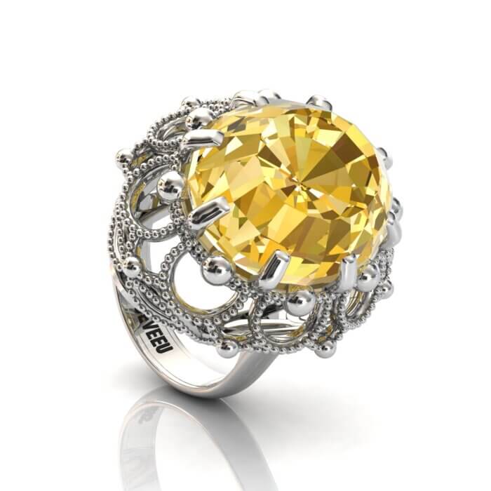 Złoty pierścionek z Topazem w stylu retro (1)