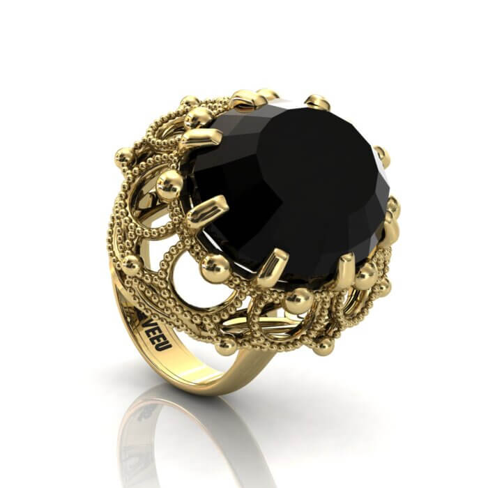 Złoty pierścionek z Topazem w stylu retro (10)