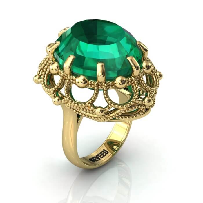 Złoty pierścionek z Topazem w stylu retro od Seveeu (10)