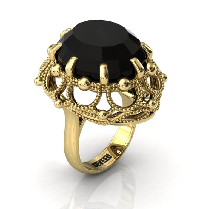 Złoty pierścionek z Topazem w stylu retro od Seveeu (11)