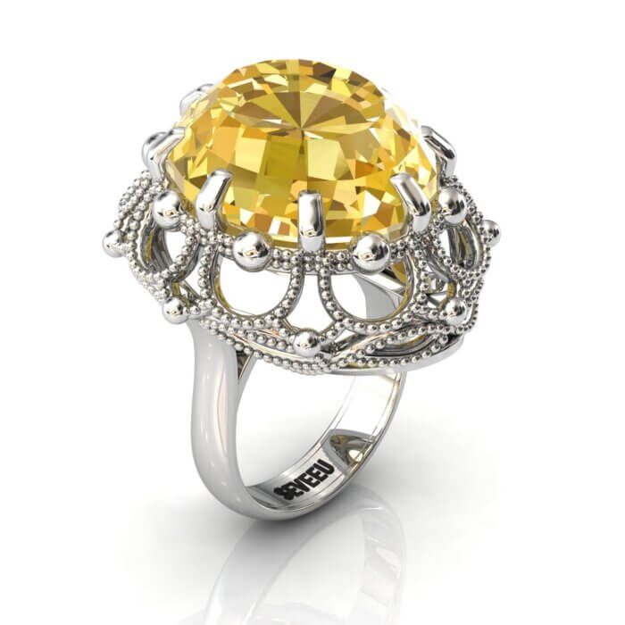 Złoty pierścionek z Topazem w stylu retro od Seveeu (2)