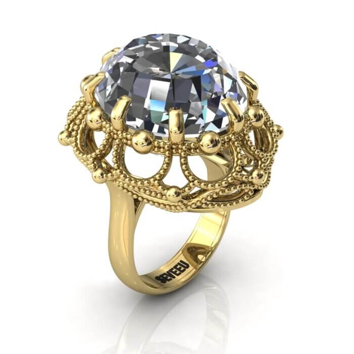 Złoty pierścionek z Topazem w stylu retro od Seveeu (9)
