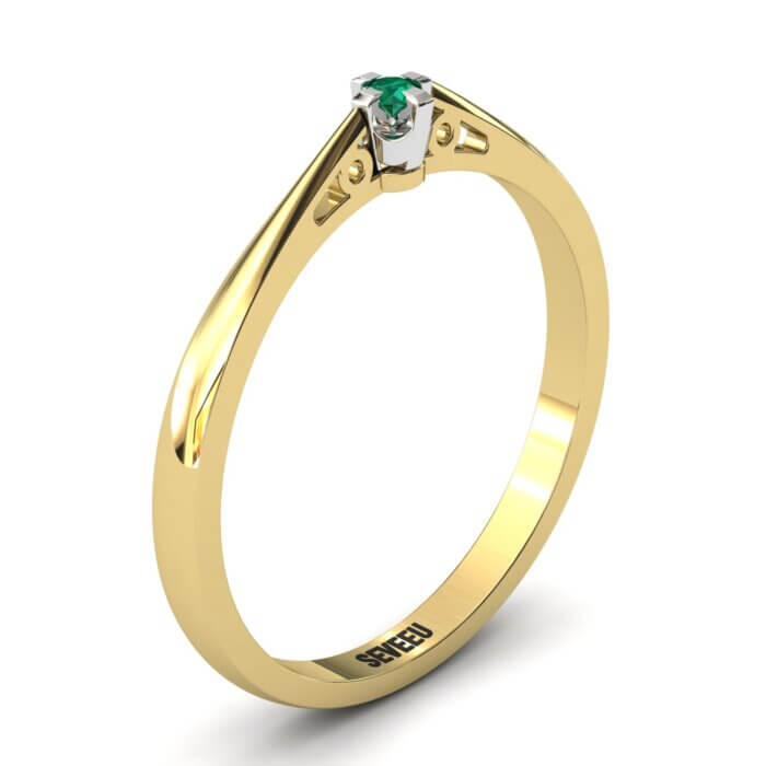 Złoty pierścionek z brylantem 0,06 ct (1)