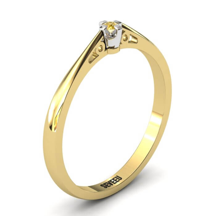 Złoty pierścionek z brylantem 0,06 ct (11)