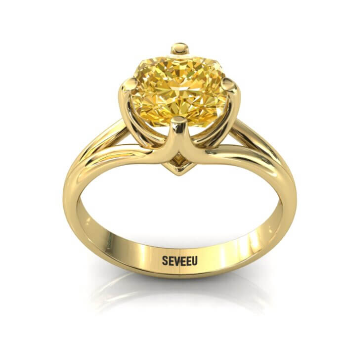 Złoty pierścionek z żółtym diamentem Cushion (10)