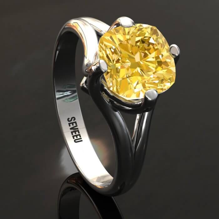 Złoty pierścionek z żółtym diamentem Cushion (11)