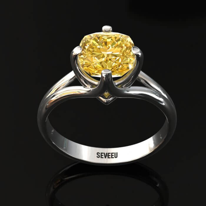 Złoty pierścionek z żółtym diamentem Cushion (7)