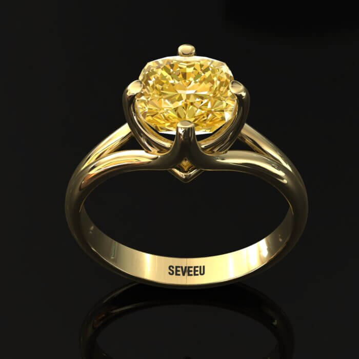Złoty pierścionek z żółtym diamentem Cushion (8)