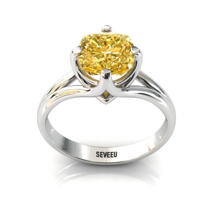 Złoty pierścionek z żółtym diamentem Cushion (9)