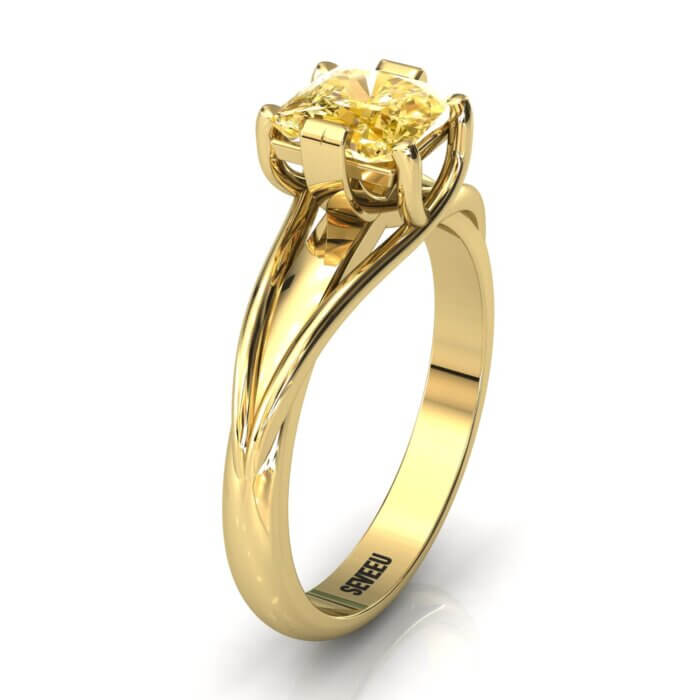 Złoty pierścionek z żółtym diamentem Proncessa (1)