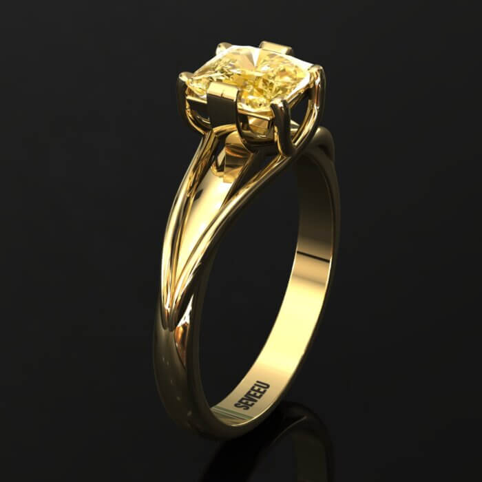 Złoty pierścionek z żółtym diamentem Proncessa (11)