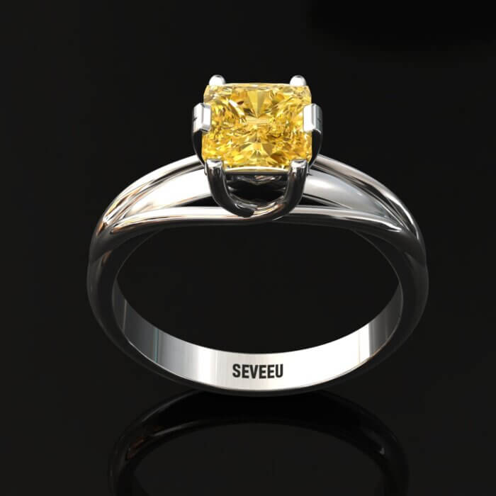 Złoty pierścionek z żółtym diamentem Proncessa (2)